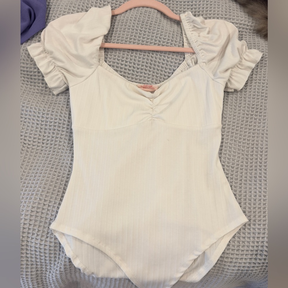 Showpo White Puff Sleeve Bodysuit